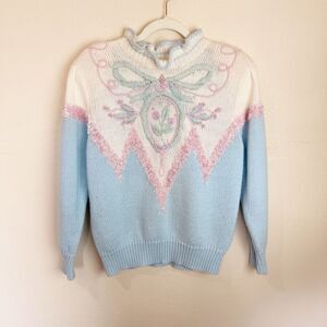 Granny core Cottage core Pastel Fairy Y2K vibes Pullover sweater medium coquette